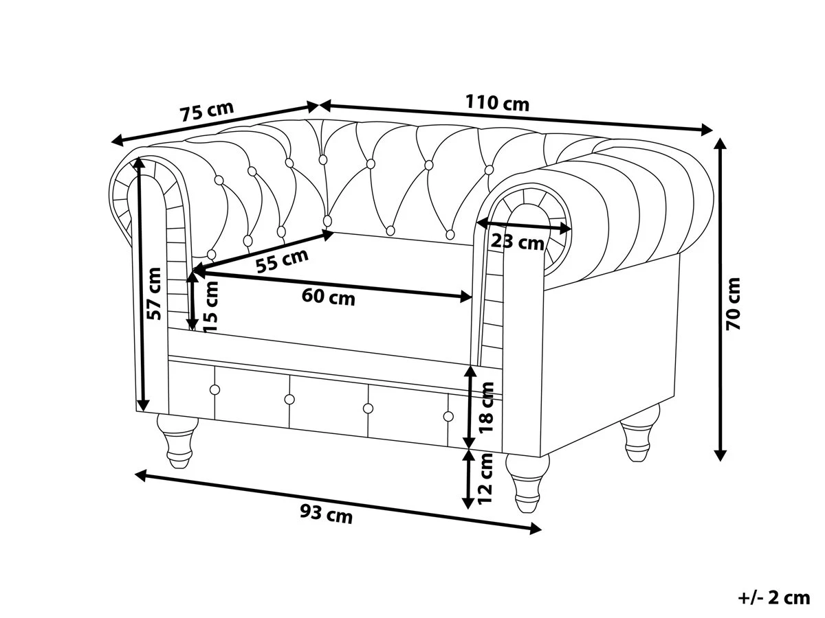 Sillón Tapizado Color Gris CHESTERFIELD 5 Sillón Tapizado Color Gris CHESTERFIELD - Imagen 3