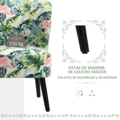 HOMCOM Butaca Sillón De Comedor Salón Sin Brazos Silla Individual Con Asiento Acolchado Con Tacto Aterciopelado Y Patas De Madera 58x69x78 Cm Estampado Flamencos 16 HOMCOM Butaca Sillón De Comedor Salón Sin Brazos Silla Individual Con Asiento Acolchado Con Tacto Aterciopelado Y Patas De Madera 58x69x78 Cm Estampado Flamencos -Mimoso Sofa Ventas 626aaed4ec2a8fe34ea925c171d7d4ec65da307c a327dfe45329419480c3c5f980c7c3d1