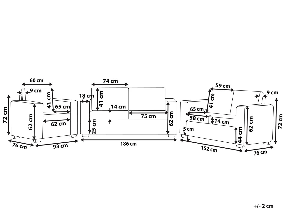 Conjunto De Sala De Estar 6 Plazas De Piel Negro HELSINKI 5 Conjunto De Sala De Estar 6 Plazas De Piel Negro HELSINKI - Imagen 3