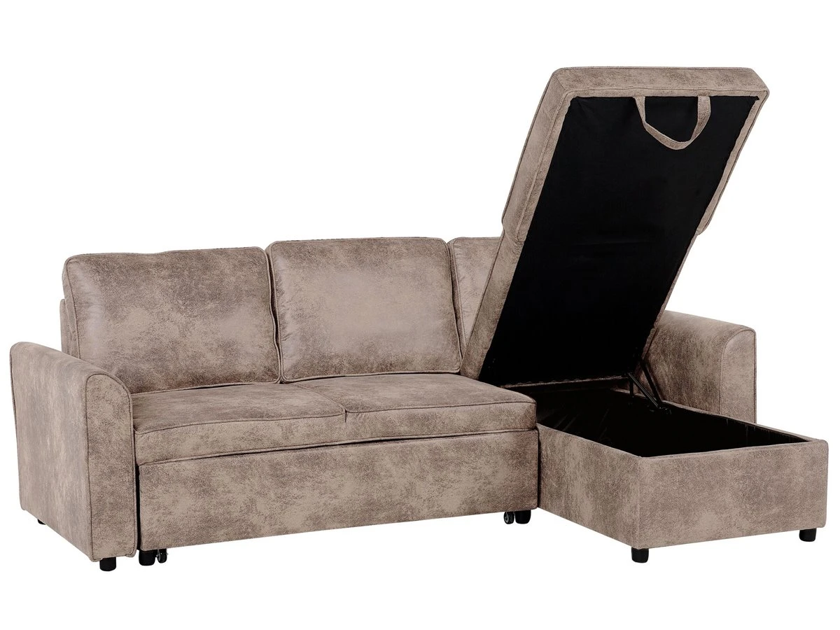 Sofá Esquinero En Piel Sintética Marrón Izquierdo NESNA 8 Sofá Esquinero En Piel Sintética Marrón Izquierdo NESNA - Imagen 6