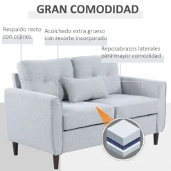 HOMCOM Sofá De 2 Plazas Sillón Biplaza Para Salón Con Cojines Y Asiento Acolchado Funda De Almohada Lavable 140x78x83 Cm Gris Claro -Mimoso Sofa Ventas 6780391318c686bfaca2a3674dd25922e8c76c19 ec0e452f138a4335bccec2e3ad710a43