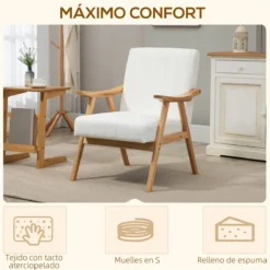 HOMCOM Butaca De Salón Sillón Relax Estilo Nórdico Tapizado En Terciopelo Con Asiento Y Respaldo Acolchados Patas De Madera Para Oficina Dormitorio 68x74x82 Cm Crema -Mimoso Sofa Ventas 69f4fd2ccbe7363edf85b6f4c7ed3d323adb98c7 ad4325dbd200429eae0c1ef19bbca7b2