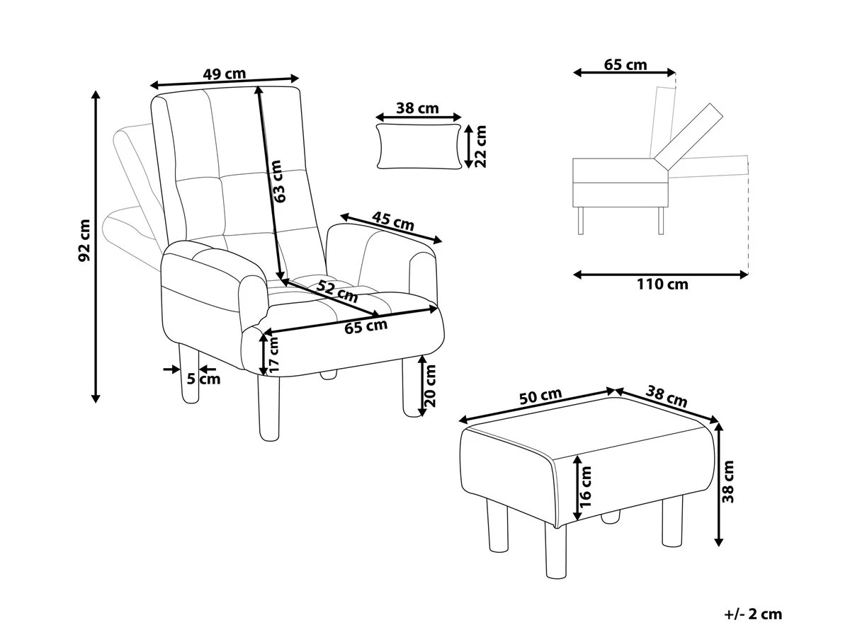 Sillón Reclinable Gris Con Reposapiés OLAND 5 Sillón Reclinable Gris Con Reposapiés OLAND - Imagen 3