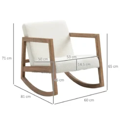 HOMCOM Silla Mecedora Tapizada En Forro Polar Sillón Balancín Relax Con Asiento Acolchado Reposabrazos Y Pies De Madera De Caucho Para Salón Dormitorio 60x81x71 Cm Crema -Mimoso Sofa Ventas 6ffef0b6bae114ef49e795ba84b2df90bbc7e0d8 a18d41391ee544b38f415864b7eed8f6