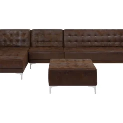 Sofá Cama Esquinero 5 Plazas En Piel Sintética Marrón Con Reposapiés Derecho ABERDEEN -Mimoso Sofa Ventas 704528d50221586ea6984157b759cb34eddd751f bf4e657577a74cd7bca81fe5ee8f40ec