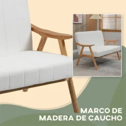HOMCOM Sofá De 2 Plazas Moderno Sofá De Salón Decorativo Tapizado En Poliéster Con Asiento Acolchado Y Patas De Madera Para Dormitorio Carga 200 Kg 126x74x82 Cm Crema -Mimoso Sofa Ventas 74ec14858ece5ac4e8e3ecce7d8998bb1054edc4 4737f725b9ee4b76a791083492d9d699