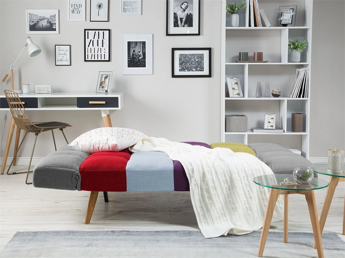 Sofá Cama 3 Plazas Tapizado Multicolor Patchwork INGARO 6 Sofá Cama 3 Plazas Tapizado Multicolor Patchwork INGARO - Imagen 4