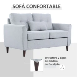 HOMCOM Sofá De 2 Plazas Sillón Biplaza Para Salón Con Cojines Y Asiento Acolchado Funda De Almohada Lavable 140x78x83 Cm Gris Claro -Mimoso Sofa Ventas 77001a8c4de9fbc8a72bc21803465976c81ef9f3 72eb4e0cf28e4c9f903643613ec8e76c