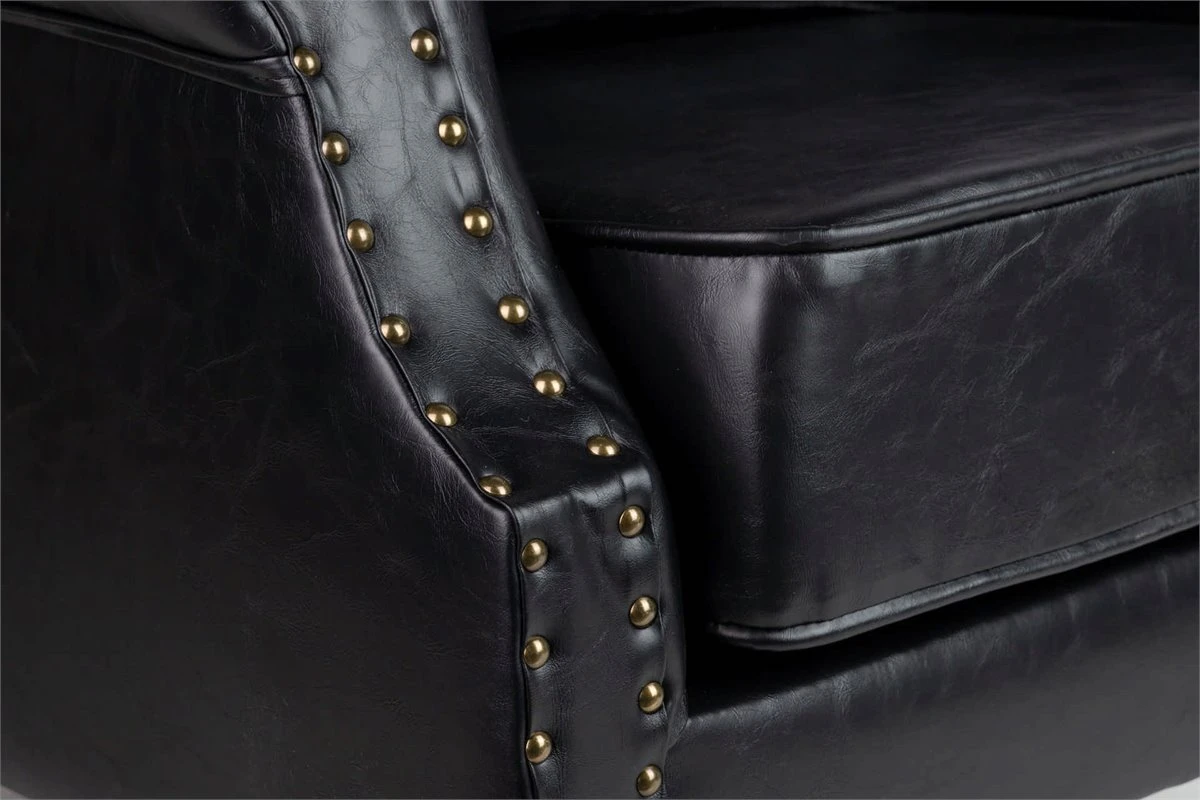 Sillón Pu Patas De Madera Negro Adda Home 70x76x106 Cm 6 Sillón Pu Patas De Madera Negro Adda Home 70x76x106 Cm - Imagen 5