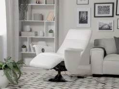 Sillón Reclinable En Piel Sintética Blanco PRIME