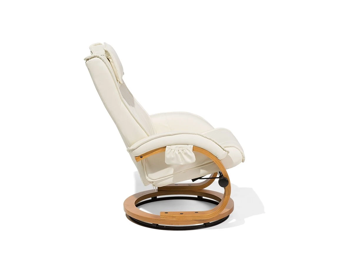 Sillón De Masaje De Piel Sintética Beige/madera Clara MAJESTIC 10 Sillón De Masaje De Piel Sintética Beige/madera Clara MAJESTIC - Imagen 8