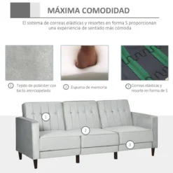 HOMCOM Sofá Cama Con Chaise Longue De 3 Plazas Convertible Con Reposapiés Movible Respaldo Ajustable Y Reposabrazos Tacto Aterciopelado 218x85x86 Cm Gris Claro -Mimoso Sofa Ventas 7979b7617db1b5451684e754cf17f903dab769b9 4e463971c607477c89abcdd8869773e4