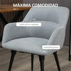 HOMCOM Silla De Comedor Butaca De Salón Tapizado En Lino Sintético Con Reposabrazos Y Patas De Acero Para Cocina Oficina Dormitorio Carga 120 Kg 59,5x59,5x78,5 Cm Gris 14 HOMCOM Silla De Comedor Butaca De Salón Tapizado En Lino Sintético Con Reposabrazos Y Patas De Acero Para Cocina Oficina Dormitorio Carga 120 Kg 59,5x59,5x78,5 Cm Gris -Mimoso Sofa Ventas 79a56fa80ba699e6c3eb26fcc869228c3d230378 7b58218cf97c48afb2c54ae1126887f5