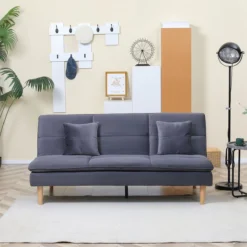 HOMCOM Sofá Cama De 3 Plazas Tapizado En Franela Con Respaldo Ajustable En 2 Posiciones 2 Cojines Y Patas De Madera Sofá Moderno Para Salón Oficina 181x92x84 Cm Gris -Mimoso Sofa Ventas 7c60f15d03041fb4b29a4b0b6fde7524c4b172ff 45628ec548f54c79a1292ebd2859b8e6