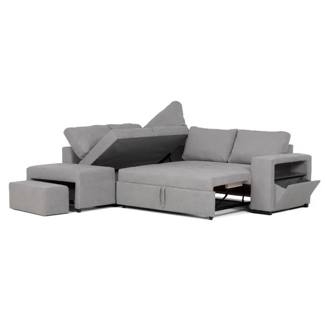 BUDWING Zurie - Sofá Rinconera Reversible - 5 Plazas - Chaise Longue Derecha O Izquierda Con Otomana 2 Cajoneras - Gris 5 BUDWING Zurie - Sofá Rinconera Reversible - 5 Plazas - Chaise Longue Derecha O Izquierda Con Otomana 2 Cajoneras - Gris - Imagen 3