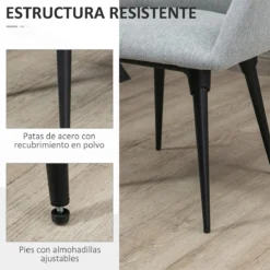 HOMCOM Silla De Comedor Butaca De Salón Tapizado En Lino Sintético Con Reposabrazos Y Patas De Acero Para Cocina Oficina Dormitorio Carga 120 Kg 59,5x59,5x78,5 Cm Gris 15 HOMCOM Silla De Comedor Butaca De Salón Tapizado En Lino Sintético Con Reposabrazos Y Patas De Acero Para Cocina Oficina Dormitorio Carga 120 Kg 59,5x59,5x78,5 Cm Gris -Mimoso Sofa Ventas 809bd61257e940ebccce1409e1930853256092a2 d83ec368cb304a68bcfb876f4420e653