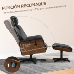 HOMCOM Sillón De Salón Con Otomana Reposapiés Tapizado En Microfibra Sillón Relax Reclinable Hasta 135° Giratorio 360° Con Reposacabezas Ajustable Para Salón Oficina 84x83x103 Cm Negro -Mimoso Sofa Ventas 8125b5f056a2bd75c5e5c11274e26933a20a1c23 afea9b6d4f33410b8d3fbe0f0e76ac78