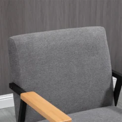 HOMCOM Butaca De Salón Sillón Decorativa Moderna Tapizado En Poliéster Con Reposabrazos De Madera Y Patas De Acero Para Cocina Oficina Dormitorio 64,5x70x83,5 Cm Gris -Mimoso Sofa Ventas 830c14ee96133603833618a72a21e27c6a20537d 5221d960680944f99a0d1f152d11d100