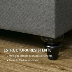 HOMCOM Sofá De 3 Plazas Sofá De Salón Moderno Tapizado En Lino Sintético Con Patas De Madera De Caucho Carga 300 Kg 180x82x73 Cm Gris Oscuro -Mimoso Sofa Ventas 8793aa083bf29462572acef3918716ecc6a0dd90 1d3971837ec140f49118ad7fa0a36592