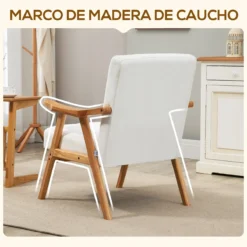 HOMCOM Butaca De Salón Sillón Relax Estilo Nórdico Tapizado En Terciopelo Con Asiento Y Respaldo Acolchados Patas De Madera Para Oficina Dormitorio 68x74x82 Cm Crema -Mimoso Sofa Ventas 8e2a9cf36f5191c9e8fb44a5d631c890a6461dc6 0a806381d58c4b338a7055d20ce38ece