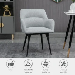 HOMCOM Silla De Comedor Butaca De Salón Tapizado En Lino Sintético Con Reposabrazos Y Patas De Acero Para Cocina Oficina Dormitorio Carga 120 Kg 59,5x59,5x78,5 Cm Gris 16 HOMCOM Silla De Comedor Butaca De Salón Tapizado En Lino Sintético Con Reposabrazos Y Patas De Acero Para Cocina Oficina Dormitorio Carga 120 Kg 59,5x59,5x78,5 Cm Gris -Mimoso Sofa Ventas 8e7eef1ec4503cd1b7334de55db190191e522b74 da2050003c23425a87a66f3ee13fa4bc