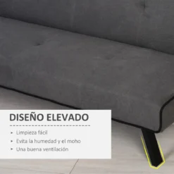 HOMCOM Sofá Cama De 3 Plazas Diseño 2 En 1 Plegable Sin Reposabrazos Tapicería En Tela Con Toque Aterciopelado Patas Elevadas Acolchado Cómodo 170x76x72,5 Cm Gris -Mimoso Sofa Ventas 8ecbc8410b2b84e6907bd70f89025965019592b4 e2b572bc57c64d57921d485788f96bec
