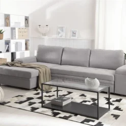 Sofá Cama Esquinero Con Almacenaje Derecho Gris Claro KIRUNA II