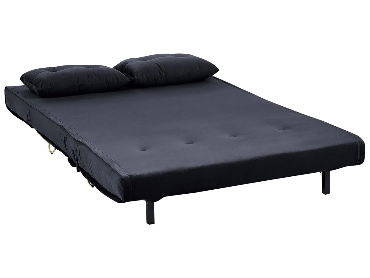 Sofá Cama 2 Plazas De Terciopelo Negro/dorado VESTFOLD 9 Sofá Cama 2 Plazas De Terciopelo Negro/dorado VESTFOLD - Imagen 7