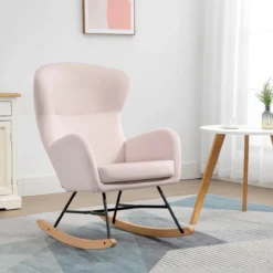 HOMCOM Silla Mecedora Tapizada En Terciopelo Sillón Balancín Relax Con Asiento Acolchado Reposabrazos Y Pies De Madera De Haya Para Salón Dormitorio 65x87x102 Cm Rosa -Mimoso Sofa Ventas 93d9c2497a1d4663f5e74348116028e51c839c66 18069715b4904ec19bedada04a8e5db7