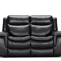Sofá Relax 2 Plazas De Piel EDWARD Color Negro