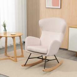 HOMCOM Silla Mecedora Tapizada En Terciopelo Sillón Balancín Relax Con Asiento Acolchado Reposabrazos Y Pies De Madera De Haya Para Salón Dormitorio 65x87x102 Cm Rosa -Mimoso Sofa Ventas 9a38b16eae4e727aa5e2de83d3f7c3a8d6524f4b eb24065e668048cfb5d7778fdc43df9d