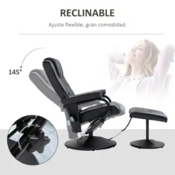 HOMCOM Sillón De Masaje Eléctrico Con Taburete Reposapiés Sillón Relax Giratorio Reclinable Hasta 145° Con Control Remoto Y 10 Zonas De Masaje Tapizado En PU 77x84x95 Cm Negro -Mimoso Sofa Ventas 9b5736ffe72632126ff9312208c1fb0cc13babf5 669bb23ce0dc44239d2692f3e4a7f442