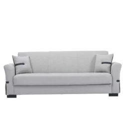 Sofá Cama De 3 Plazas STELA Color Gris Claro Incluye 2 Cojines Decorativos De Color Antracita