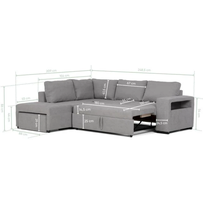 BUDWING Zurie - Sofá Rinconera Reversible - 5 Plazas - Chaise Longue Derecha O Izquierda Con Otomana 2 Cajoneras - Gris 6 BUDWING Zurie - Sofá Rinconera Reversible - 5 Plazas - Chaise Longue Derecha O Izquierda Con Otomana 2 Cajoneras - Gris - Imagen 4