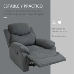 HOMCOM Butaca Tapizada Ergonómica Sillón Reclinable Manualmente 150 Grados Con Reposabrazos Y Reposapiés Acolchado Grueso De Esponja Soporta Hasta 150 Kg 97x96x105,5 Cm Gris -Mimoso Sofa Ventas 9f400500d0d9723f8464d931cc4af77d99fe417f d59118c9152c42908e43987e9c4d4bf4