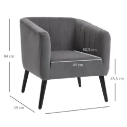 HOMCOM Sillón Nórdico Acolchado Silla Individual Tapizada En Terciopelo Vintage De Madera Con Patas Y Reposabrazos 71x65x76 Cm Gris -Mimoso Sofa Ventas a1b7c0196ce355141df4617fd2be10956984008e eb0e7e884da7400689553c1a9722f532