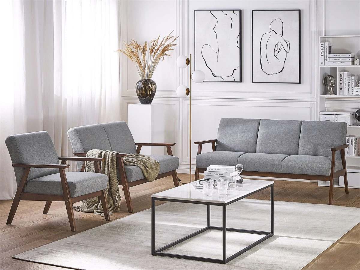 Conjunto De Sofás 6 Plazas Gris ASNES 3 Conjunto De Sofás 6 Plazas Gris ASNES