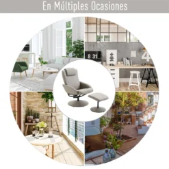 HOMCOM Sillón Relax Reclinable Hasta 145° Con Taburete Reposapiés Sillón De Salón Giratorio 360° Tapizado En PU Y Estructura De Acero 78x67x98 Cm Gris -Mimoso Sofa Ventas a6a169dea9ef71e0c19e41b7334a0a73c74b7426 7181f647514045bb807df4354df899b8