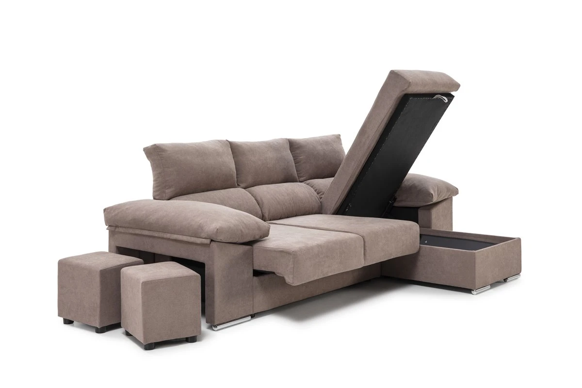 Chaise Longue Reversible Con 2 Poufs TANIA 6 Chaise Longue Reversible Con 2 Poufs TANIA - Imagen 4