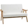 HOMCOM Sofá De 2 Plazas Moderno Sofá De Salón Decorativo Tapizado En Poliéster Con Asiento Acolchado Y Patas De Madera Para Dormitorio Carga 200 Kg 126x74x82 Cm Crema