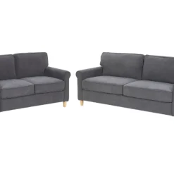Conjunto De Sala De Estar 5 Plazas De Terciopelo Gris Oscuro/madera Clara RONNEBY -Mimoso Sofa Ventas ad51118f10d591d6e48102af8db4afa8d3486db1 00a946441c97417689d1af7e0efd85dd