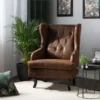 Sillón De Piel Sintética Marrón/madera Oscura ALTA
