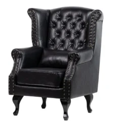 Sillón Pu Patas De Madera Negro Adda Home 70x76x106 Cm