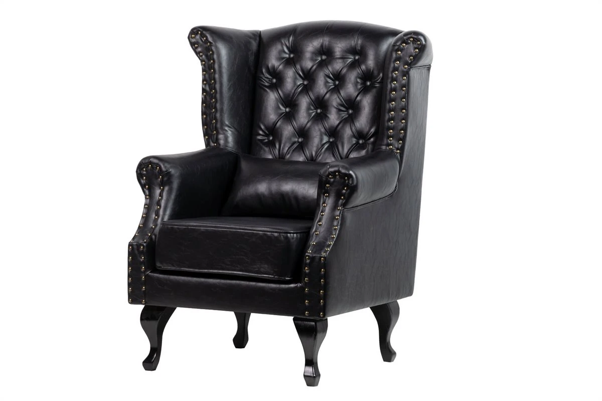 Sillón Pu Patas De Madera Negro Adda Home 70x76x106 Cm 2 Sillón Pu Patas De Madera Negro Adda Home 70x76x106 Cm