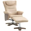 HOMCOM Sillón De Salón Con Otomana Reposapiés Tapizado En Microfibra Sillón Relax Reclinable Hasta 135° Y Giratorio 360° Con Respaldo Ajustable Para Salón Oficina 78x83x103 Cm Beige