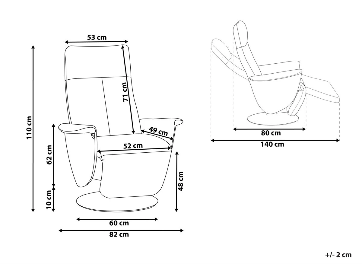 Sillón Reclinable En Piel Sintética Blanco PRIME 5 Sillón Reclinable En Piel Sintética Blanco PRIME - Imagen 3