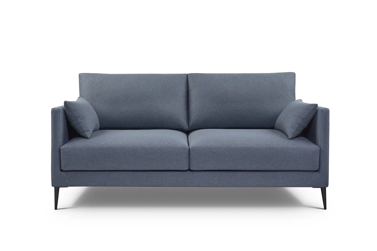 Sofa De 3 Plazas NERO En Tela Con Patas Metalicas Azul 3 Sofa De 3 Plazas NERO En Tela Con Patas Metalicas Azul