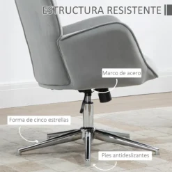 HOMCOM Sillón Individual Tapizado En Terciopelo Sillón De Salón Con Altura Ajustable Reposabrazos Giratorio 360° Para Oficina Estudio Dormitorio 66x73x102,5-111,5 Cm Gris 14 HOMCOM Sillón Individual Tapizado En Terciopelo Sillón De Salón Con Altura Ajustable Reposabrazos Giratorio 360° Para Oficina Estudio Dormitorio 66x73x102,5-111,5 Cm Gris -Mimoso Sofa Ventas b3519e1a84b2e078577b9583b5962d0fbc4e097a 030ec701750843089a8a137cf774afd2