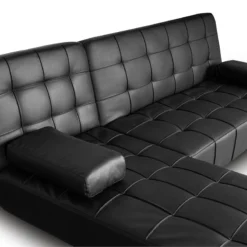 Sofá Chaise Longue AROA-XS, Polipiel De 3 Plazas Convertible En Cama, Color NEGRO. 198x150cm -Mimoso Sofa Ventas b466ffdfe23688b9291dcaf07ee8a0f301f66d18 fa8e1befe83e4ca091b47485dc54a1a0