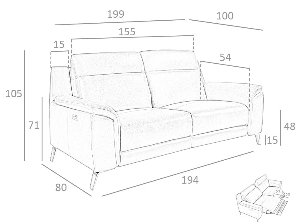 ANGEL CERDA Sofá 3 Plazas Piel Con Relax 9 ANGEL CERDA Sofá 3 Plazas Piel Con Relax - Imagen 7